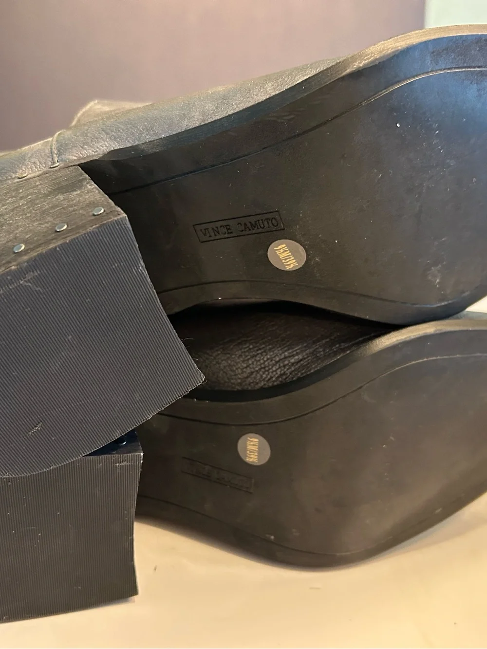 Vince Camuto grey Leather Slip-On Ankle Booties
